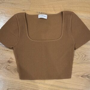 Aritzia Babaton Brown Ribbed Crop Top